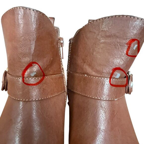 Dana Buchman brown leather side zip ankle boots booties 6 1/2 MED - Picture 9 of 11